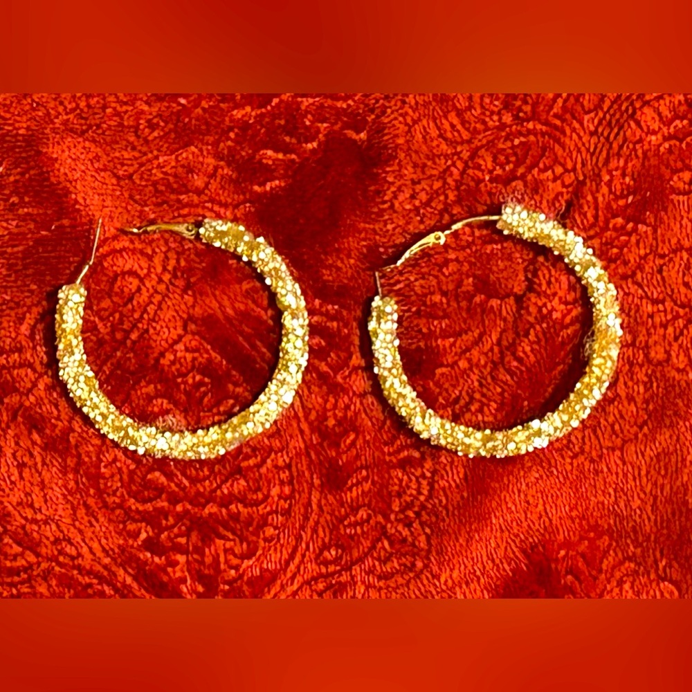 Glamorous handmade beaded Gold Hoop Earrings